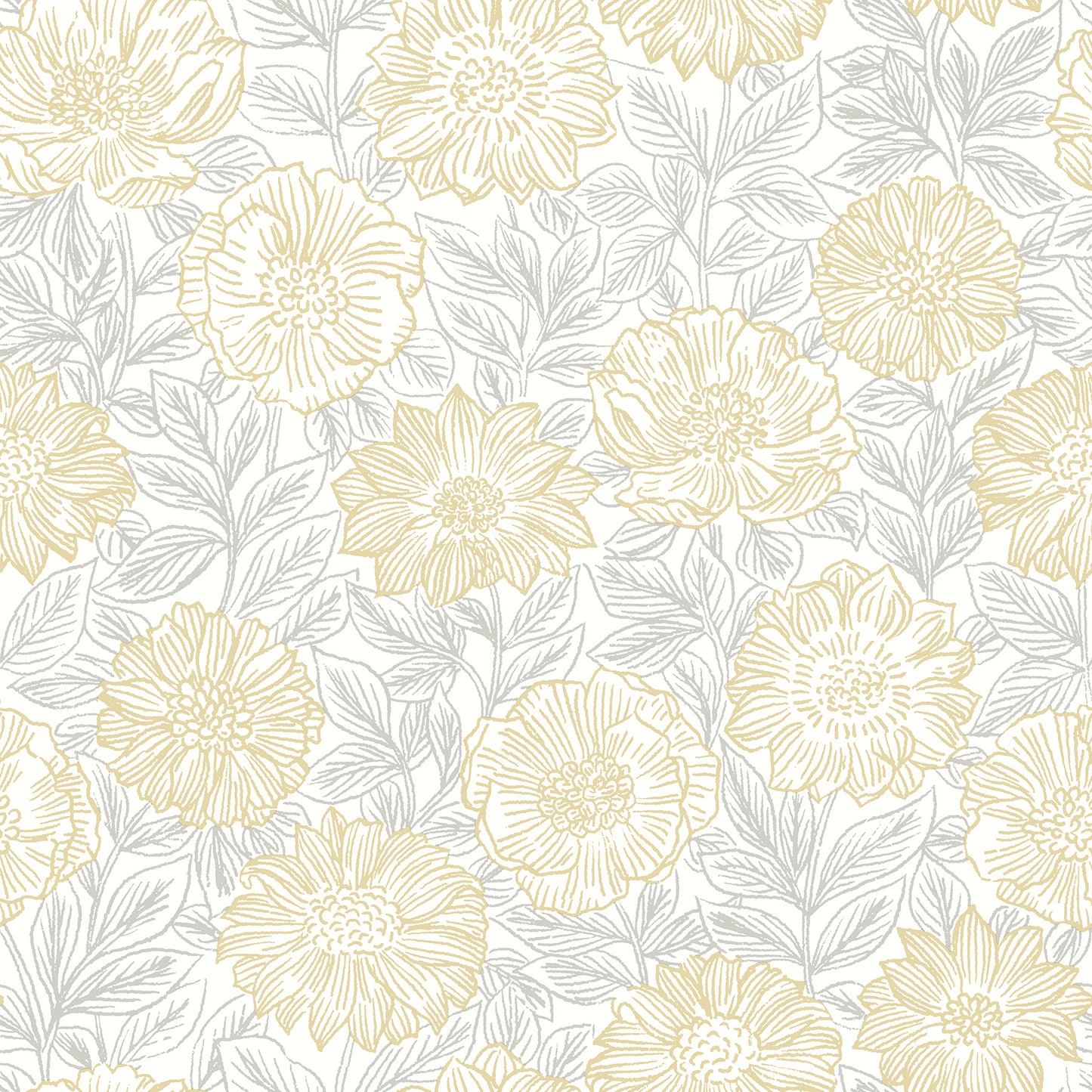 Chesapeake Faustin Yellow Floral Wallpaper, 20.5-in by 33-ft