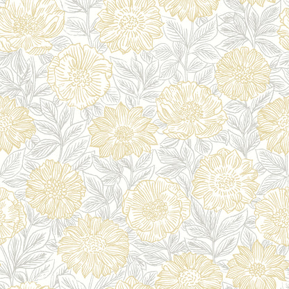 Chesapeake Faustin Yellow Floral Wallpaper, 20.5-in by 33-ft