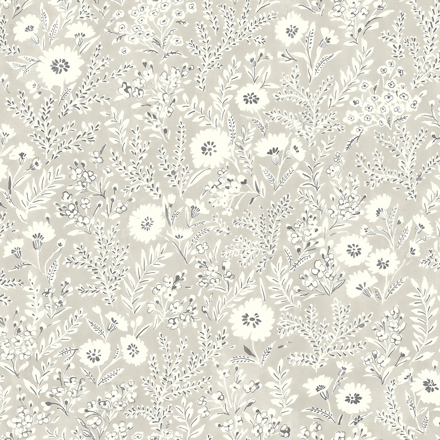 Chesapeake Agathon Taupe Floral Wallpaper, 20.5-in by 33-ft