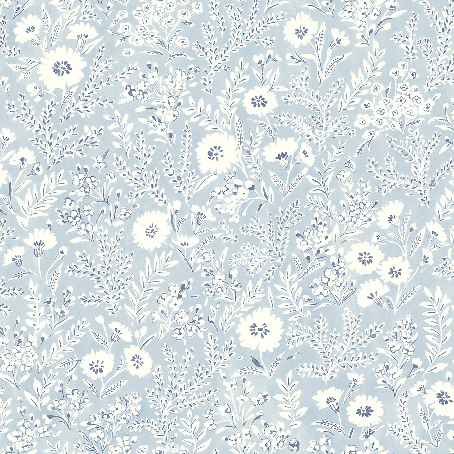 Chesapeake Agathon Light Blue Floral Wallpaper, 20.5-in by 33-ft