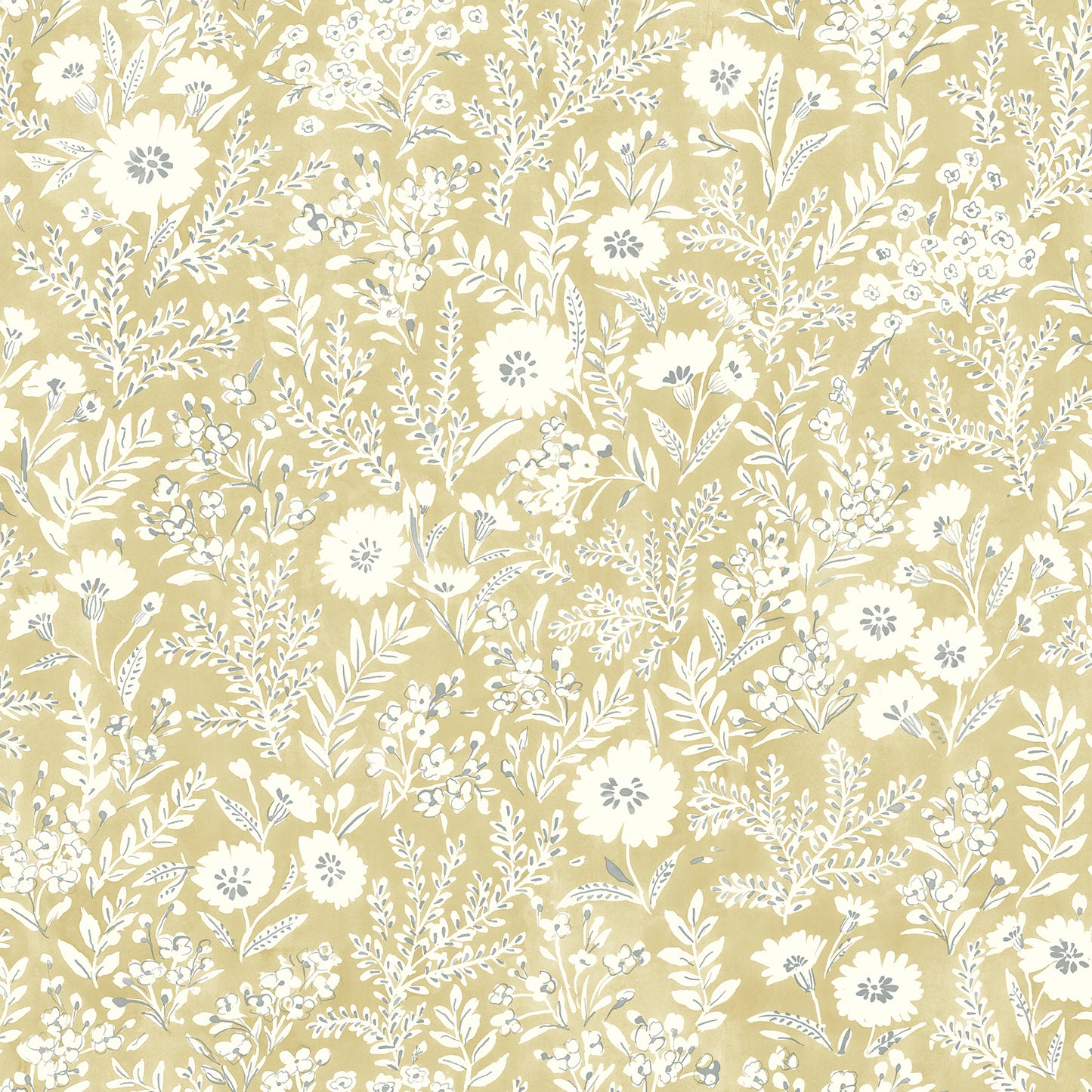 Chesapeake Agathon Wheat Floral Wallpaper, 20.5-in by 33-ft