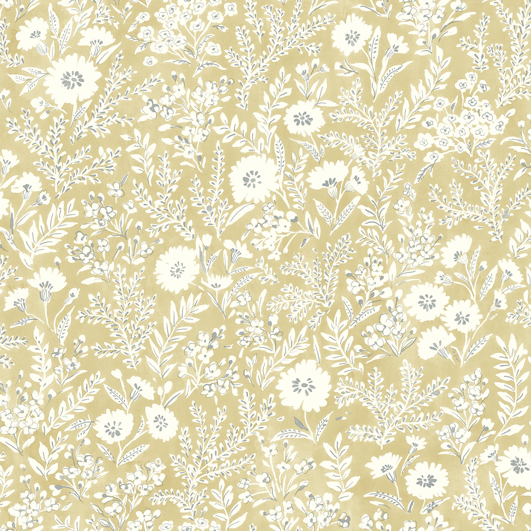 Chesapeake Agathon Wheat Floral Wallpaper, 20.5-in by 33-ft