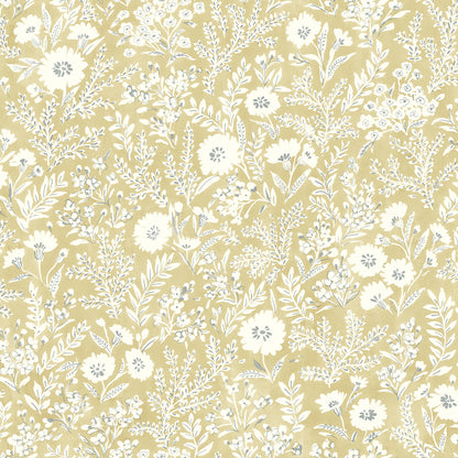 Chesapeake Agathon Wheat Floral Wallpaper, 20.5-in by 33-ft