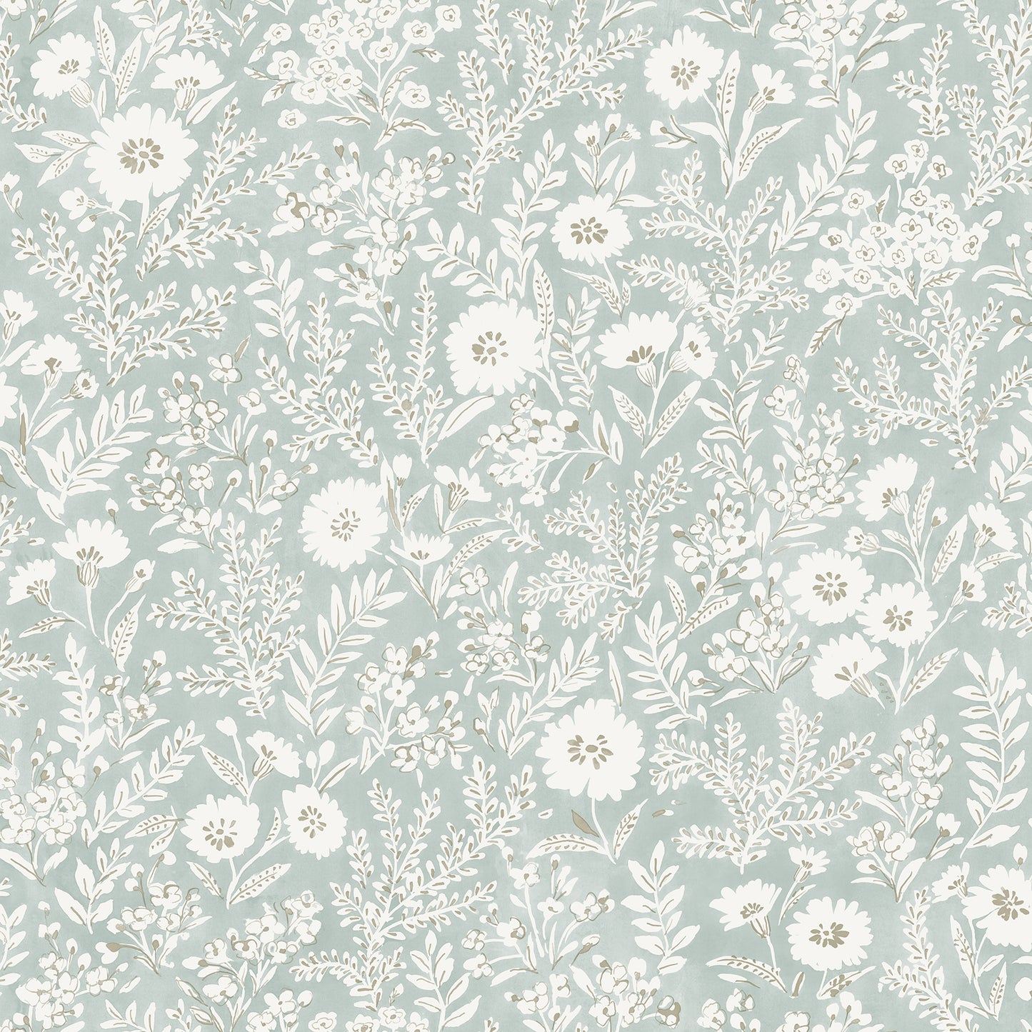 Chesapeake Agathon Seafoam Floral Wallpaper, 20.5-in by 33-ft