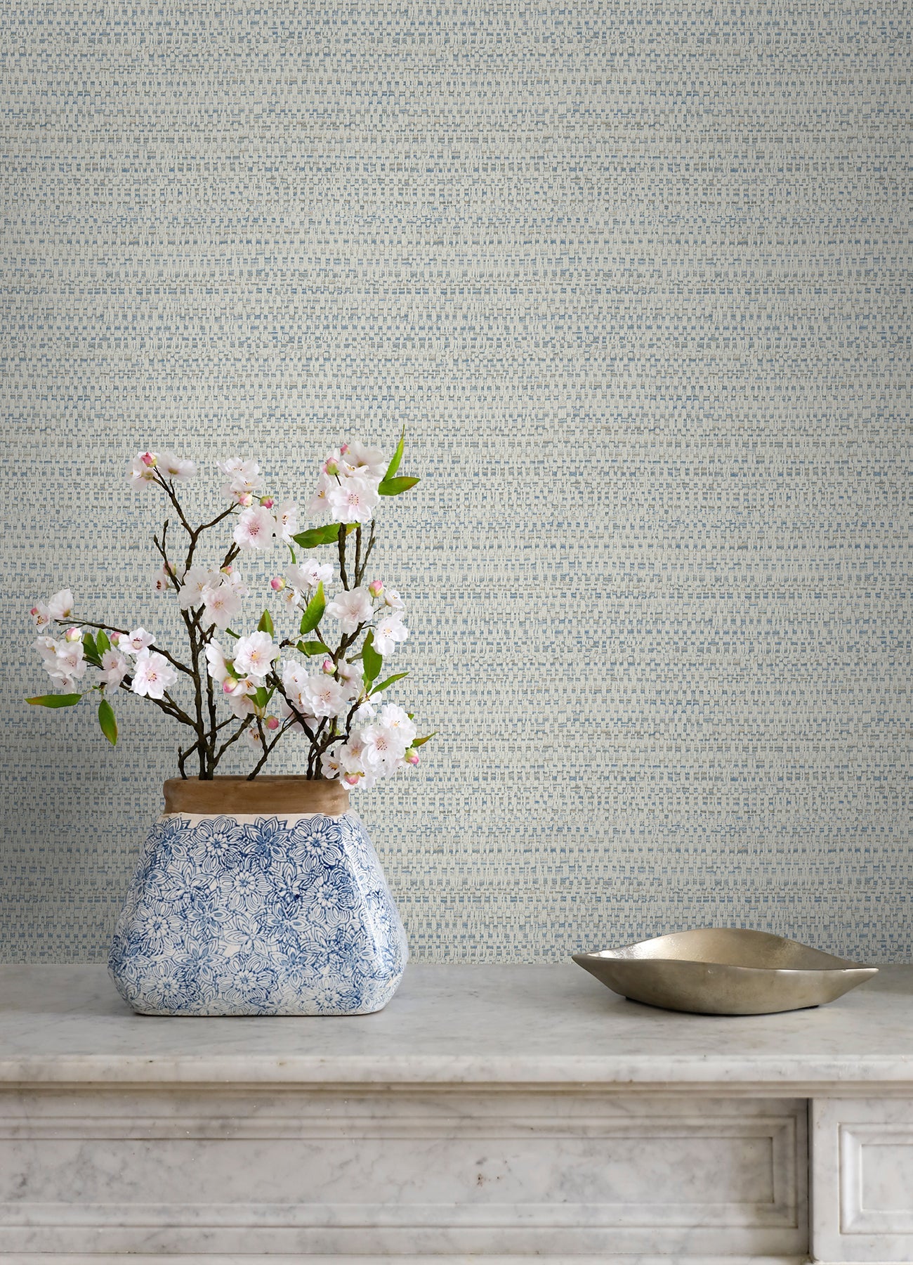 Chesapeake Balantine Light Blue Weave Wallpaper, 20.5-in by 33-ft