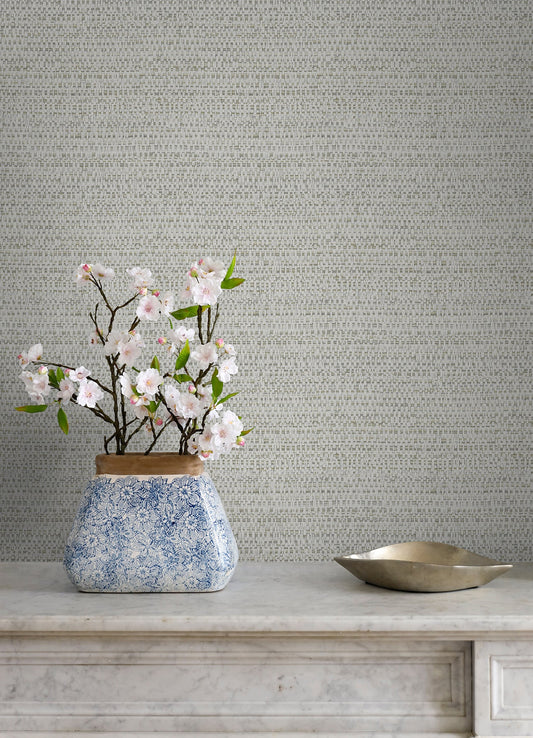 Chesapeake Balantine Grey Weave Wallpaper, 20.5-in by 33-ft