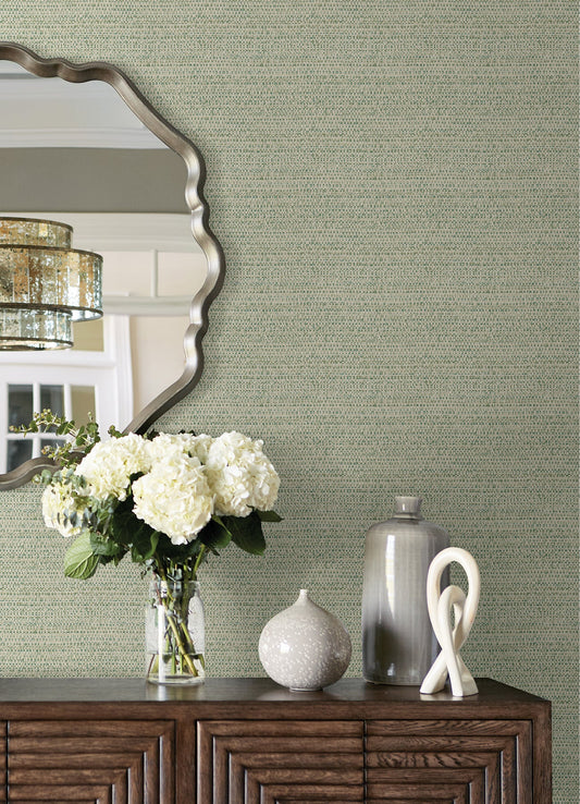 Chesapeake Balantine Teal Weave Wallpaper, 20.5-in by 33-ft