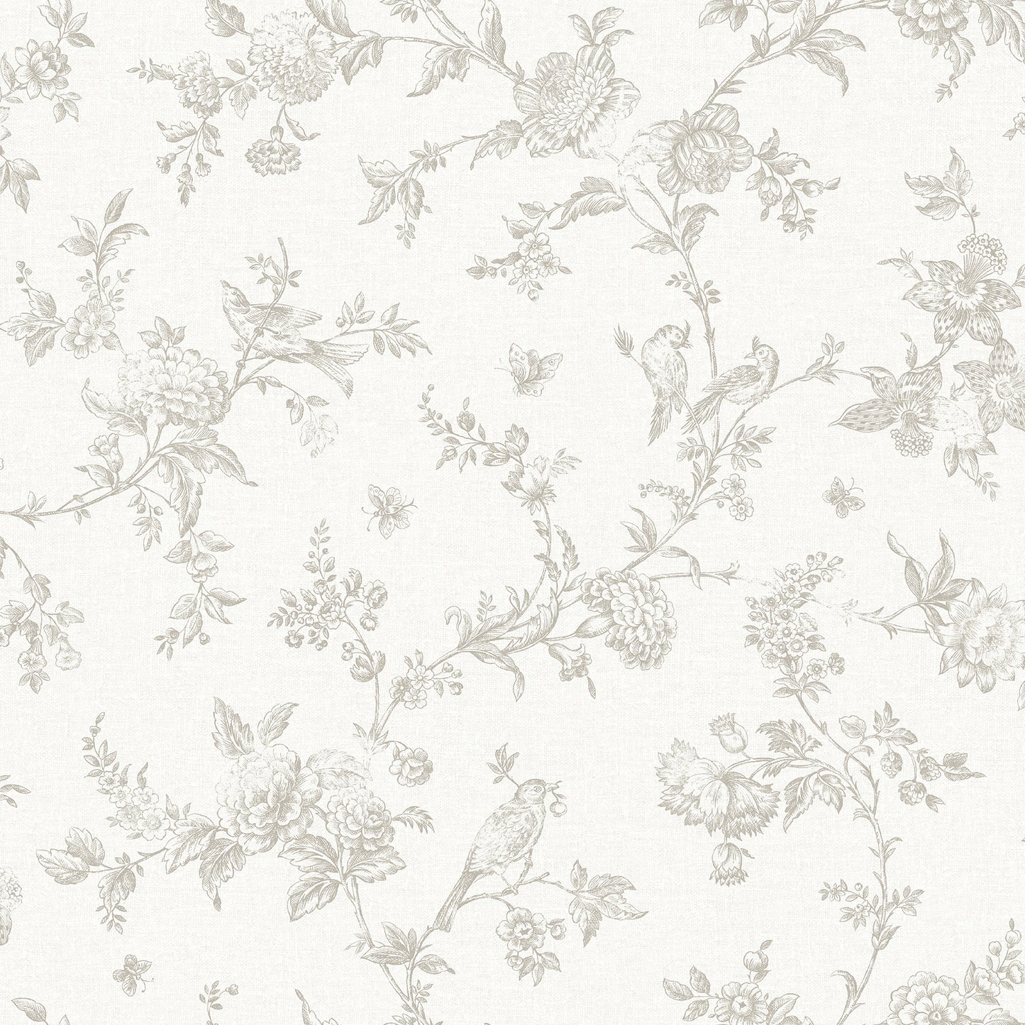 Chesapeake Nightingale Taupe Floral Trail Wallpaper, 20.5-in by 33-ft