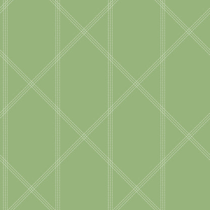 A-Street Prints Walcott Light Green Stitched Trellis Wallpaper, 20.5-in by 33-ft