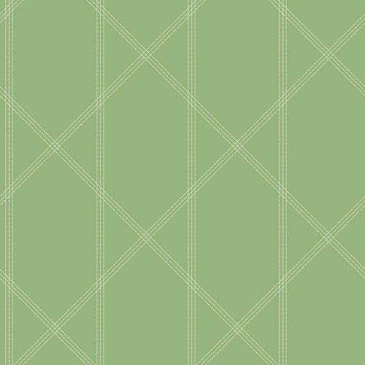 A-Street Prints Walcott Light Green Stitched Trellis Wallpaper, 20.5-in by 33-ft