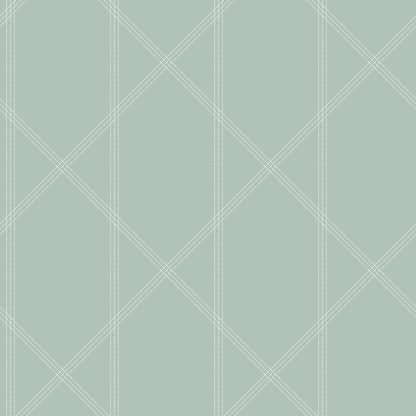 A-Street Prints Walcott Seafoam Stitched Trellis Wallpaper, 20.5-in by 33-ft