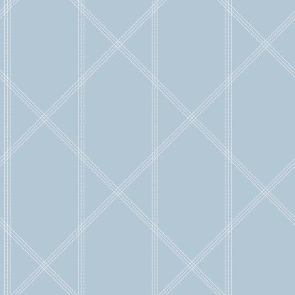 A-Street Prints Walcott Light Blue Stitched Trellis Wallpaper, 20.5-in by 33-ft