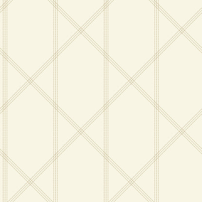 A-Street Prints Walcott Cream Stitched Trellis Wallpaper, 20.5-in by 33-ft