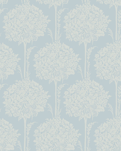 A-Street Prints Zaria Light Blue Topiary Wallpaper, 20.5-in by 33-ft