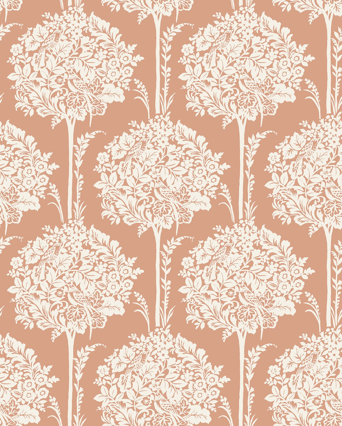 A-Street Prints Zaria Apricot Topiary Wallpaper, 20.5-in by 33-ft