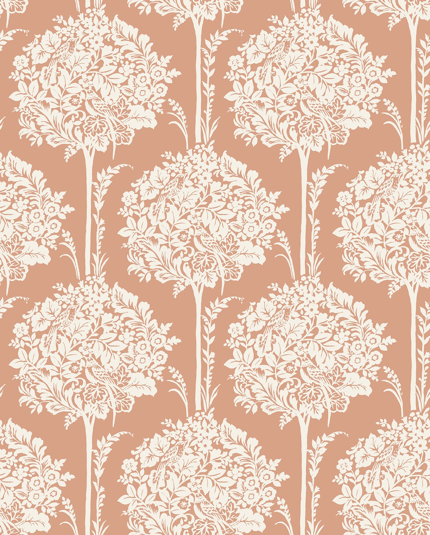 A-Street Prints Zaria Apricot Topiary Wallpaper, 20.5-in by 33-ft