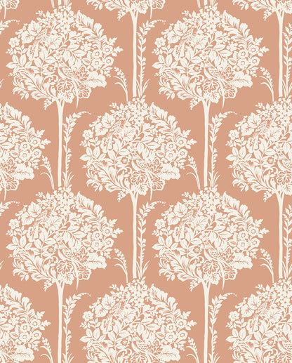 A-Street Prints Zaria Apricot Topiary Wallpaper, 20.5-in by 33-ft