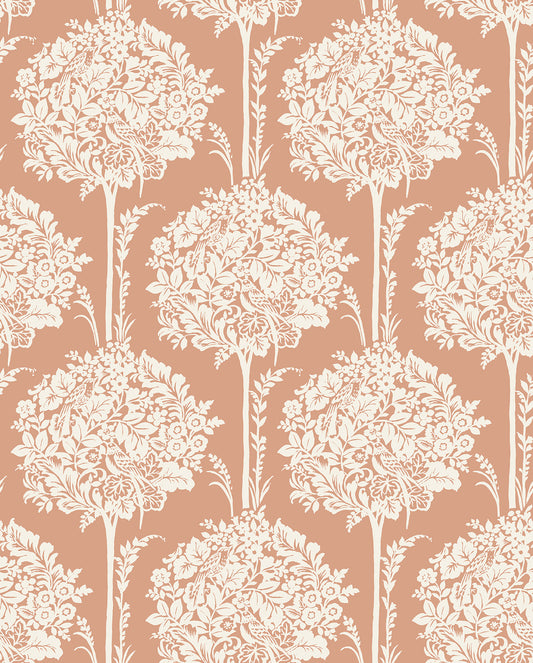 A-Street Prints Zaria Apricot Topiary Wallpaper, 20.5-in by 33-ft