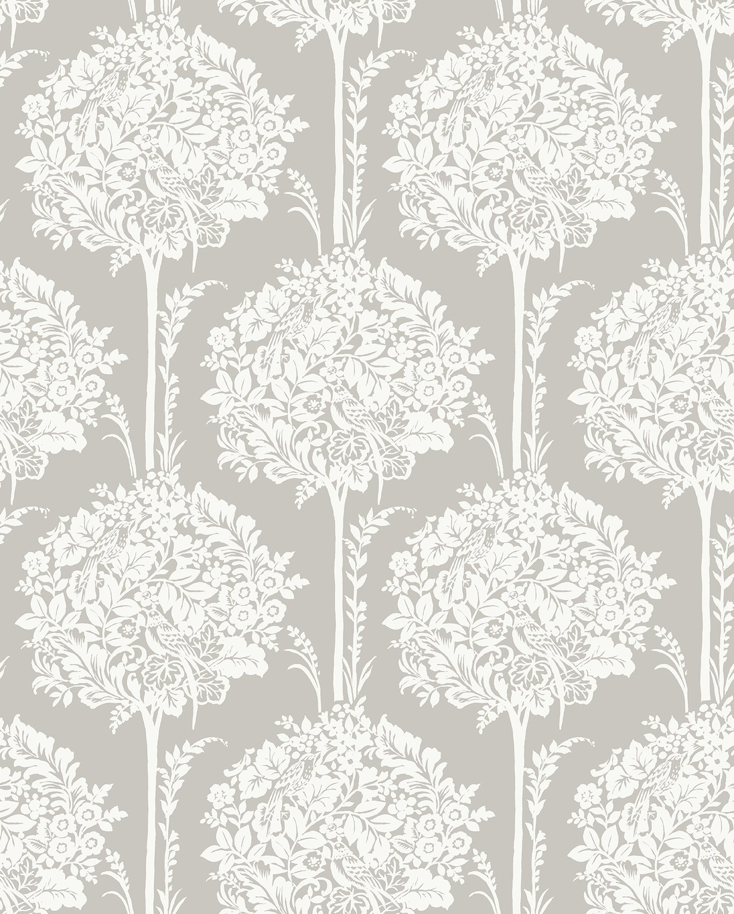 A-Street Prints Zaria Grey Topiary Wallpaper, 20.5-in by 33-ft