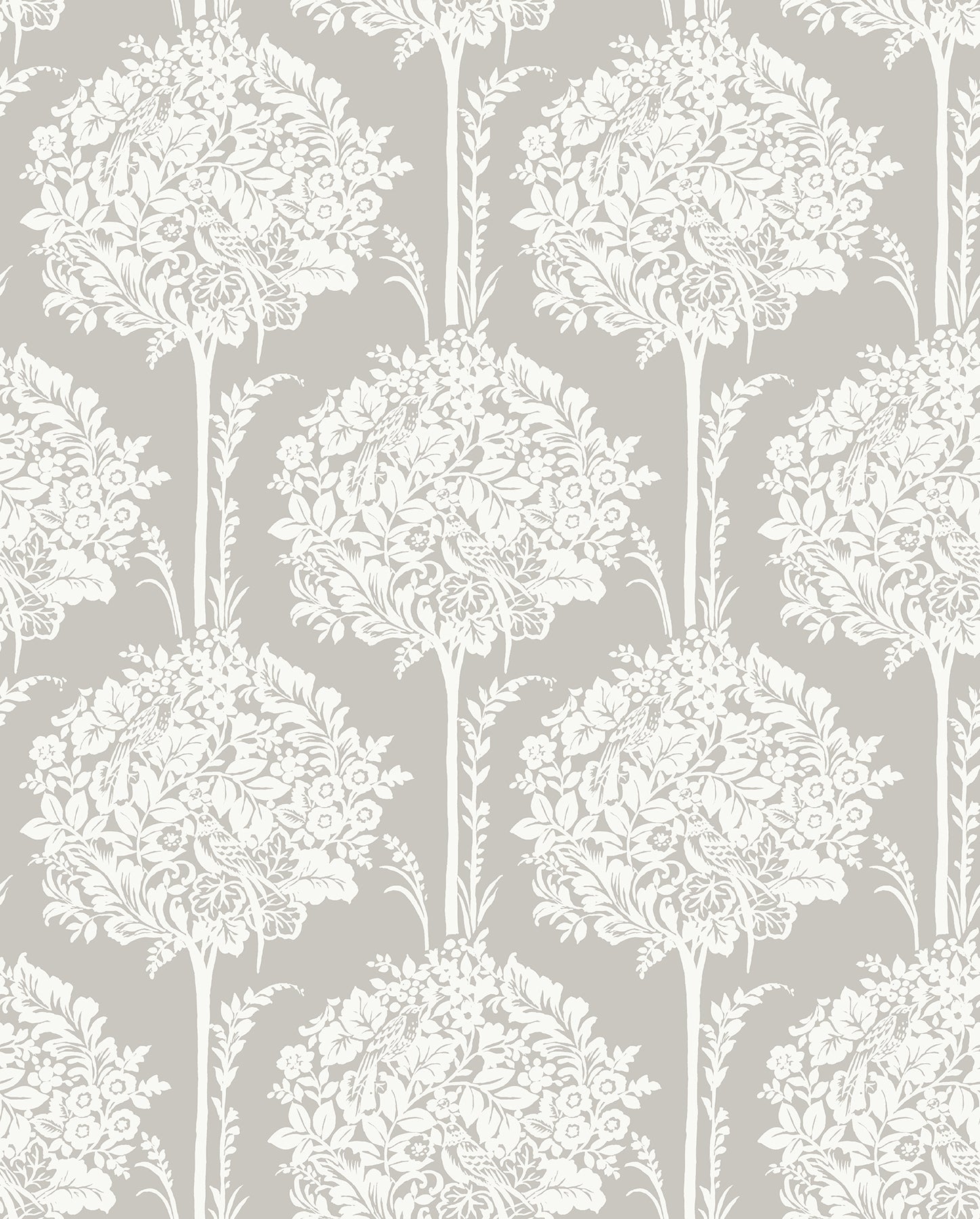 A-Street Prints Zaria Grey Topiary Wallpaper, 20.5-in by 33-ft