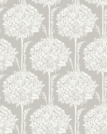 A-Street Prints Zaria Grey Topiary Wallpaper, 20.5-in by 33-ft