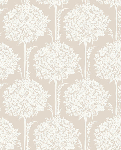 A-Street Prints Zaria Taupe Topiary Wallpaper, 20.5-in by 33-ft