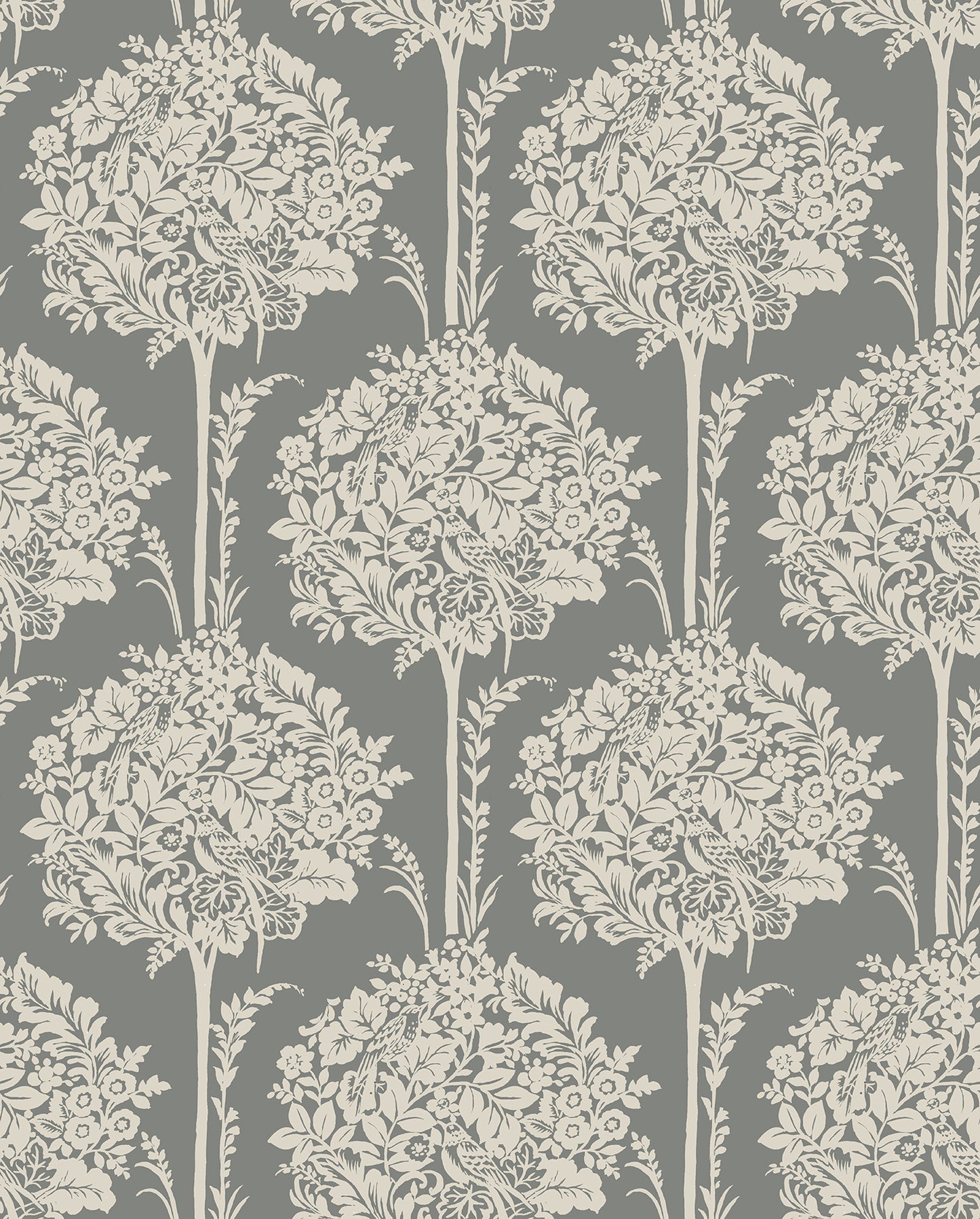 A-Street Prints Zaria Slate Topiary Wallpaper, 20.5-in by 33-ft