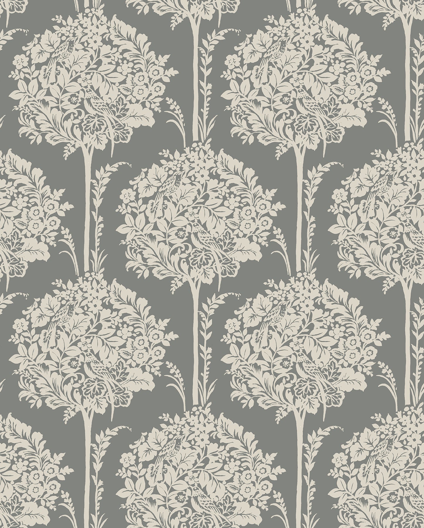 A-Street Prints Zaria Slate Topiary Wallpaper, 20.5-in by 33-ft