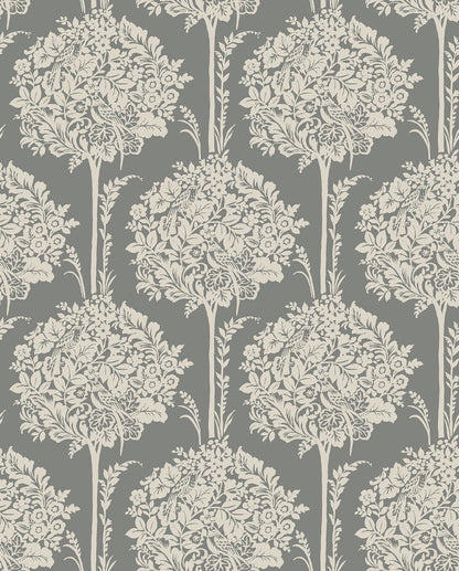 A-Street Prints Zaria Slate Topiary Wallpaper, 20.5-in by 33-ft