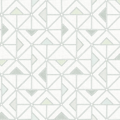 A-Street Prints Jekyl Green Triangles Wallpaper, 20.5-in by 33-ft