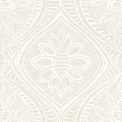 A-Street Prints Scout Light Grey Floral Ogee Wallpaper, 20.5-in by 33-ft