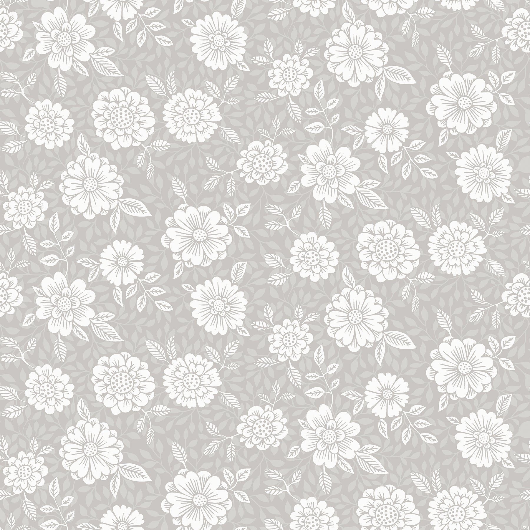 A-Street Prints Lizette Grey Charming Floral Wallpaper, 20.9-in by 33-ft