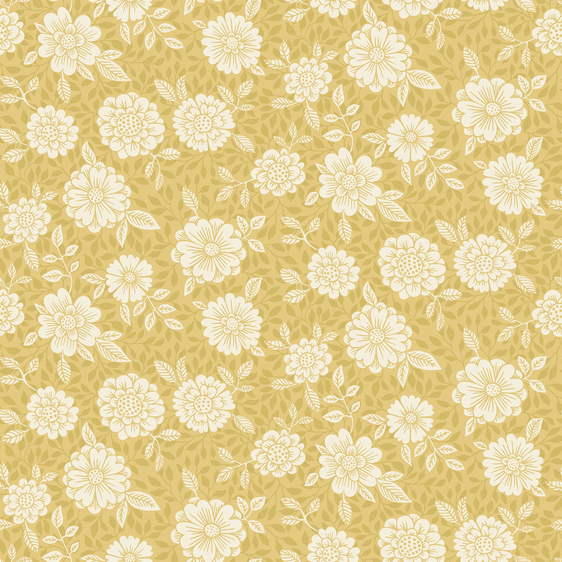 A-Street Prints Lizette Mustard Charming Floral Wallpaper, 20.9-in by 33-ft