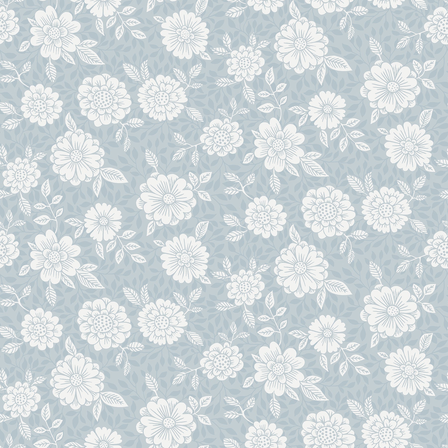 A-Street Prints Lizette Light Blue Charming Floral Wallpaper, 20.9-in by 33-ft