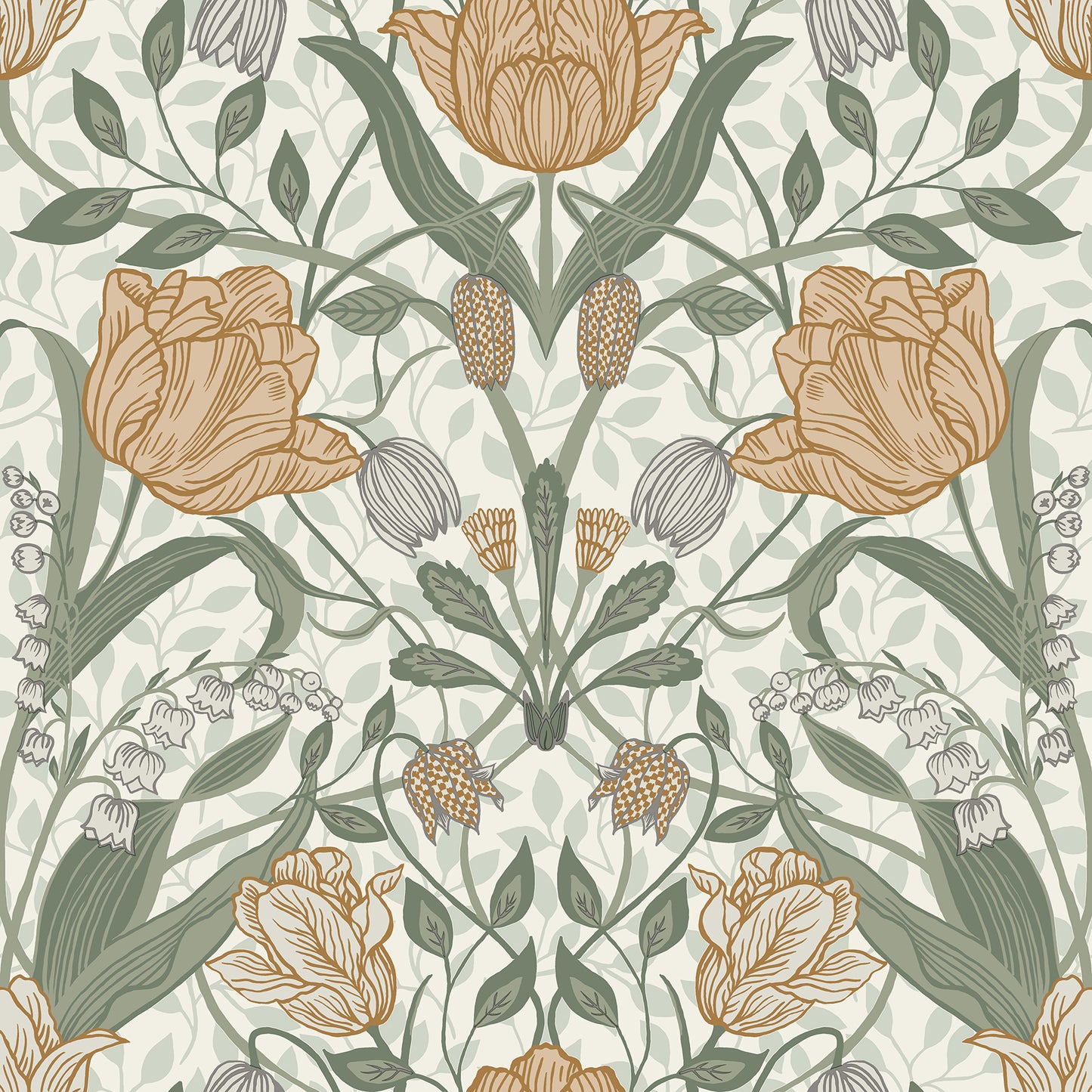 A-Street Prints Fillippa Green Tulip Wallpaper, 20.5-in by 33-ft