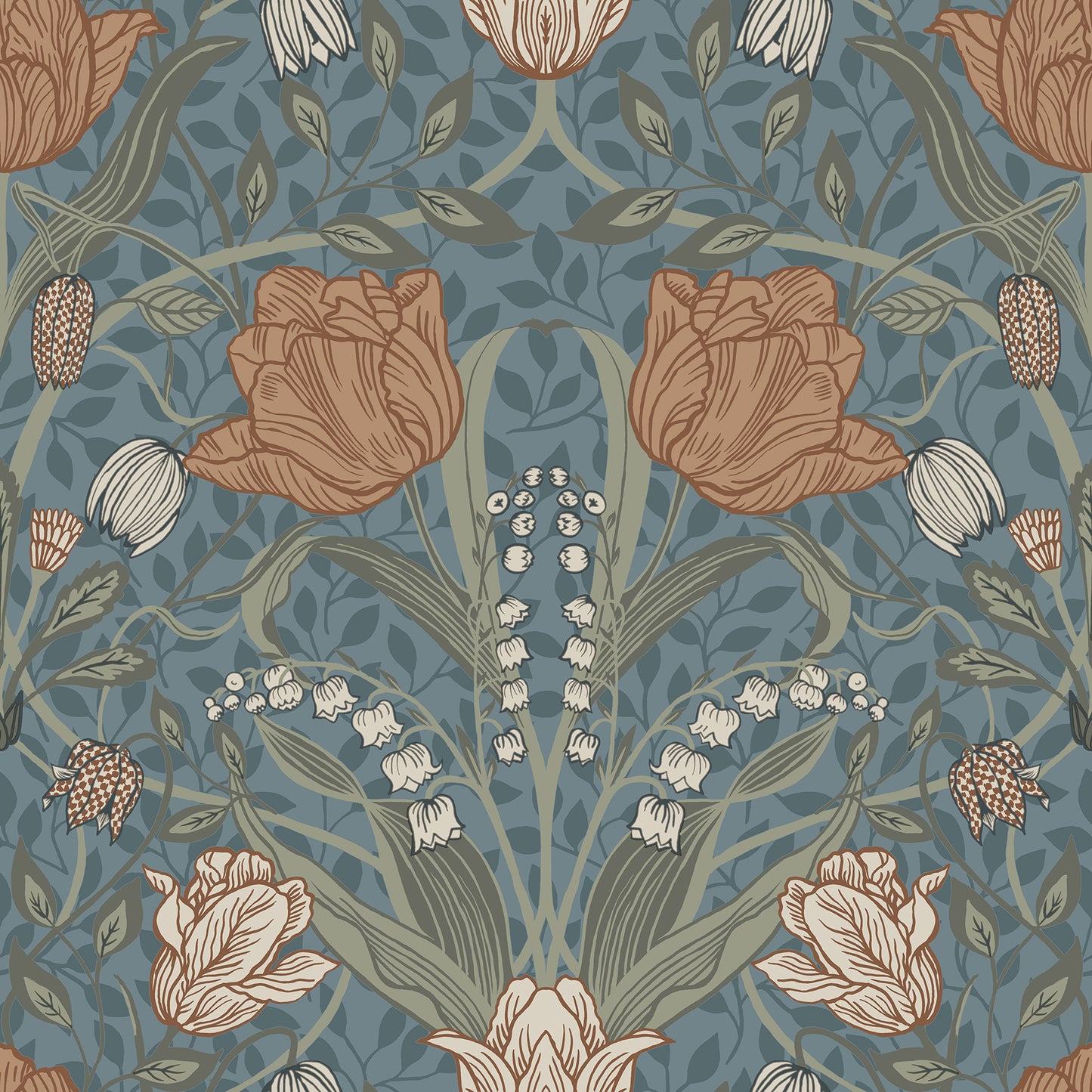 A-Street Prints Fillippa Blue Tulip Wallpaper, 20.9-in by 33-ft