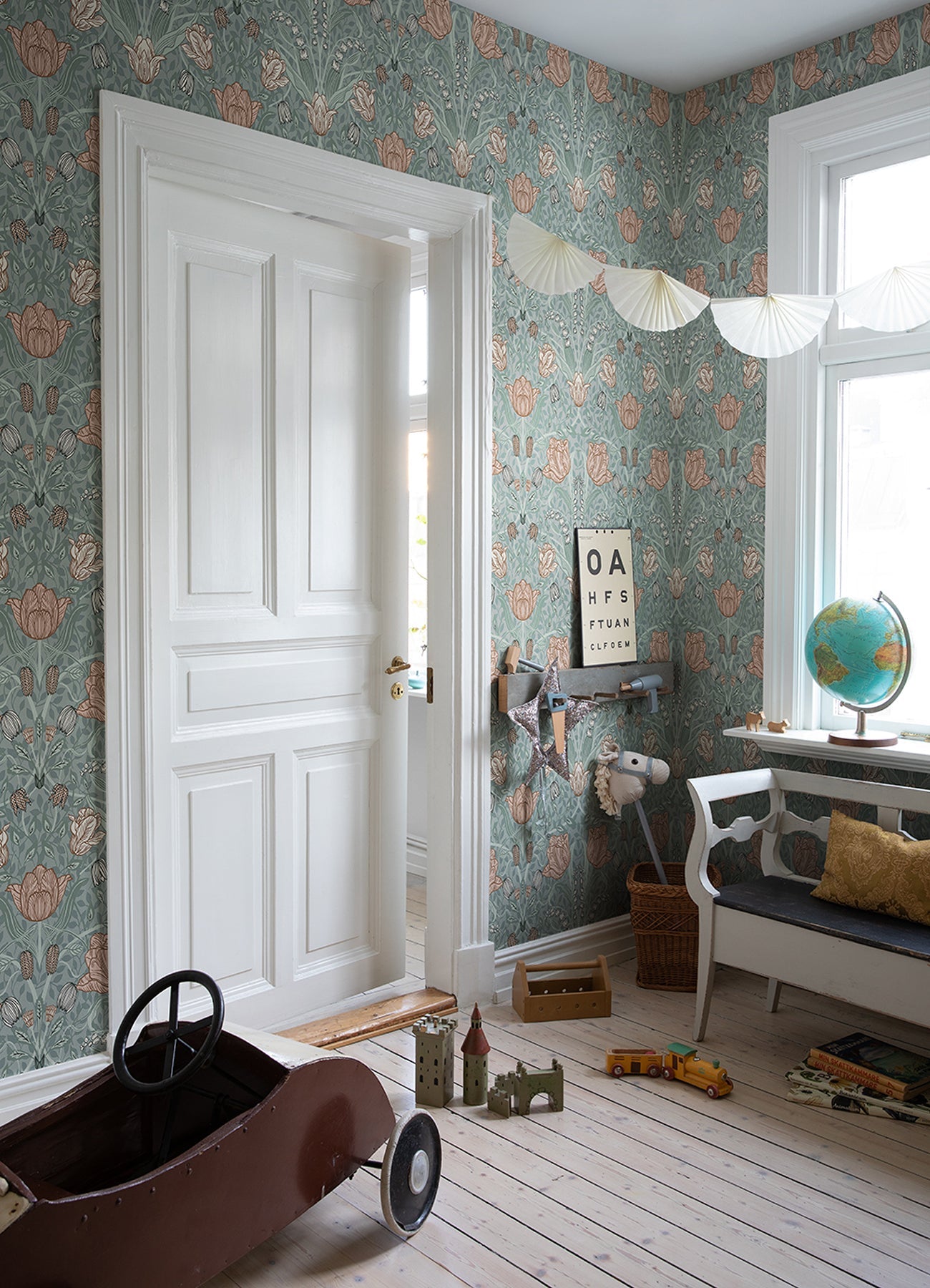 A-Street Prints Fillippa Sage Tulip Wallpaper, 20.5-in by 33-ft