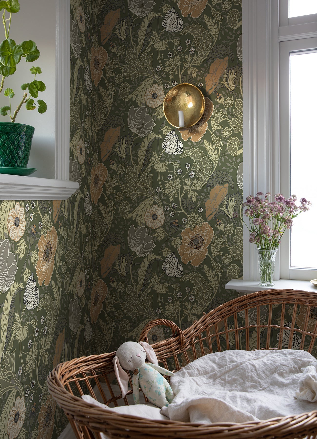 A-Street Prints Anemone Green Floral Wallpaper, 20.9-in by 33-ft