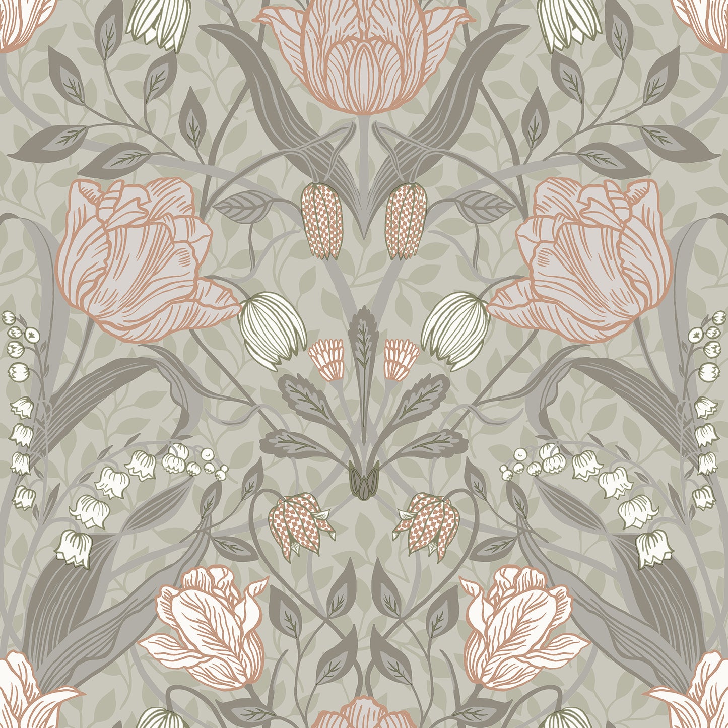 A-Street Prints Filippa Grey Tulip Wallpaper, 20.9-in by 33-ft