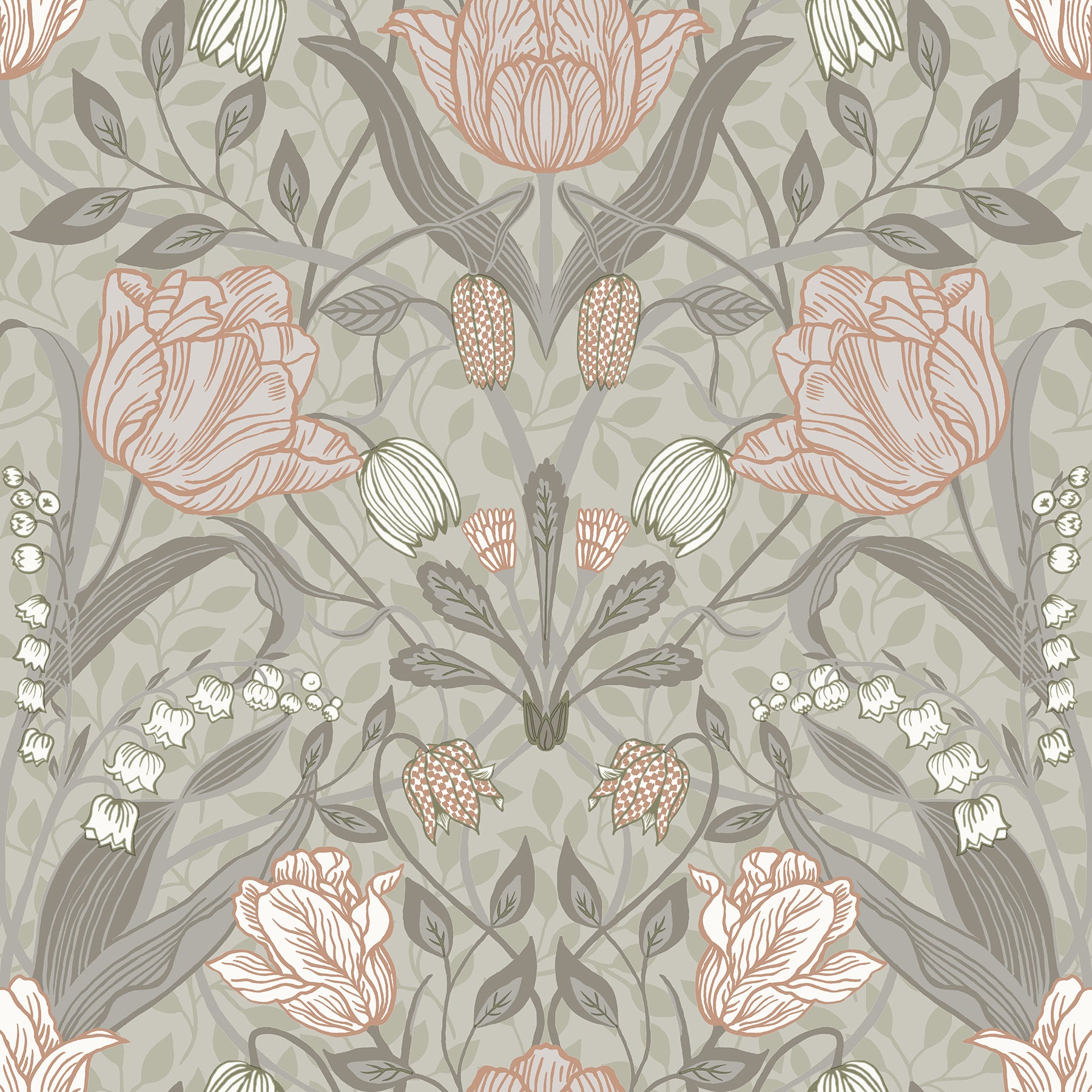 A-Street Prints Filippa Grey Tulip Wallpaper, 20.9-in by 33-ft