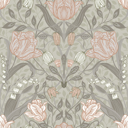 A-Street Prints Filippa Grey Tulip Wallpaper, 20.9-in by 33-ft