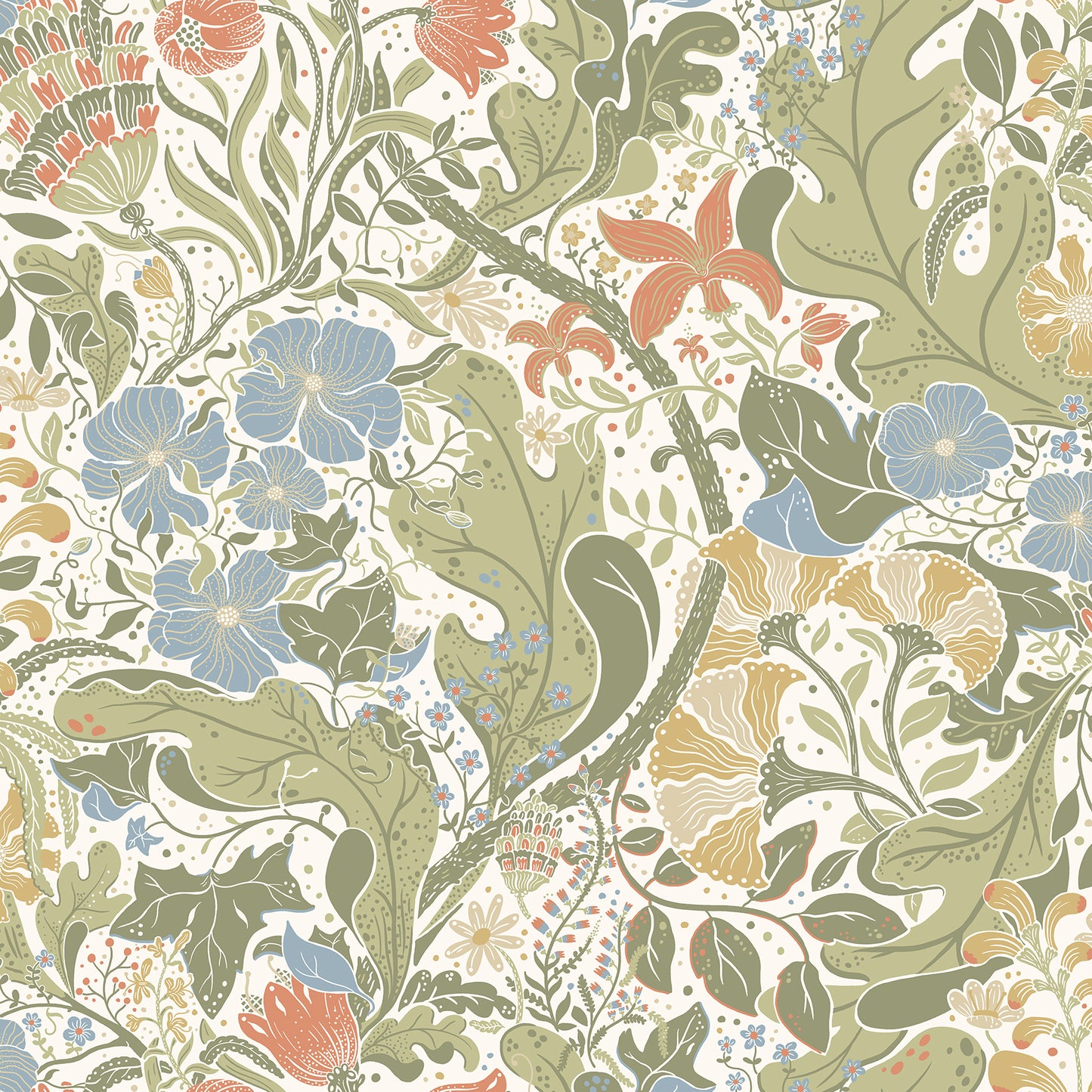 A-Street Prints Elise Cream Nouveau Gardens Wallpaper, 20.9-in by 33-ft