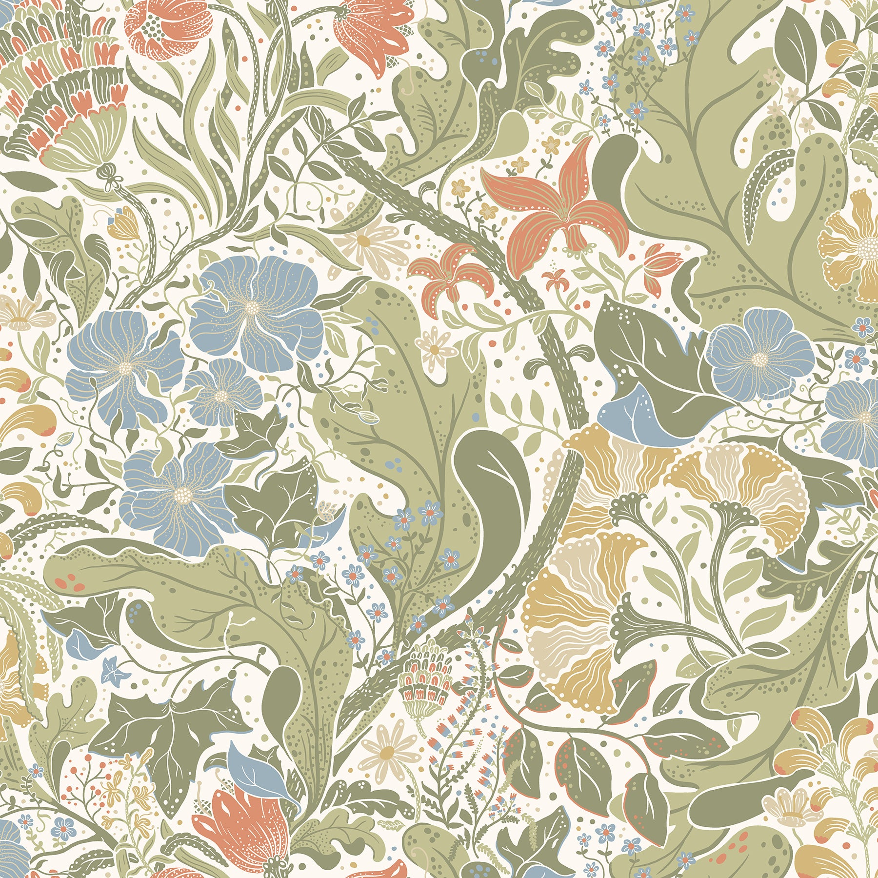 A-Street Prints Elise Cream Nouveau Gardens Wallpaper, 20.9-in by 33-ft