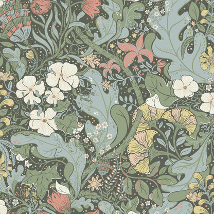 A-Street Prints Elise Green Nouveau Gardens Wallpaper, 20.9-in by 33-ft