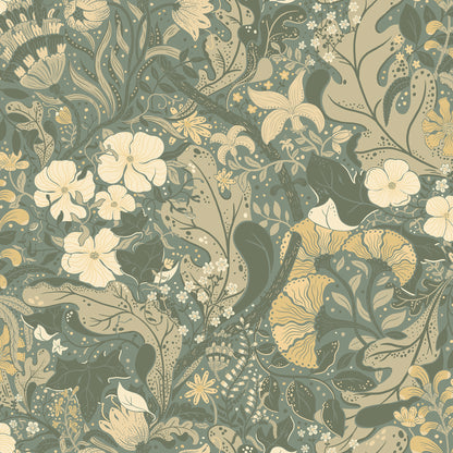 A-Street Prints Elise Sea Green Nouveau Gardens Wallpaper, 20.9-in by 33-ft