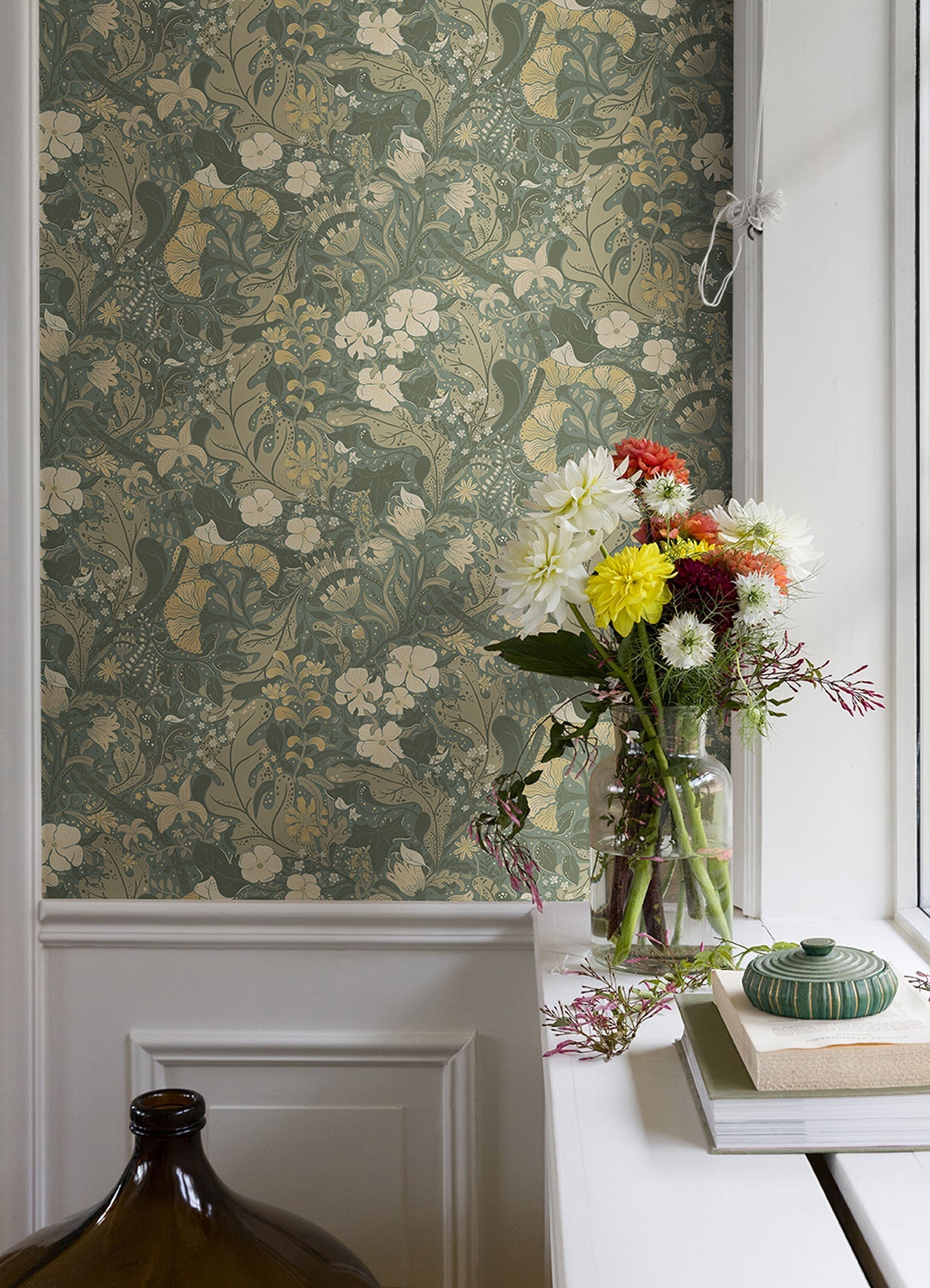 A-Street Prints Elise Sea Green Nouveau Gardens Wallpaper, 20.9-in by 33-ft