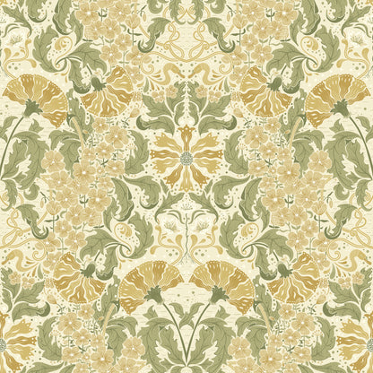 A-Street Prints Ojvind Gold Floral Ogee Wallpaper, 20.9-in by 33-ft