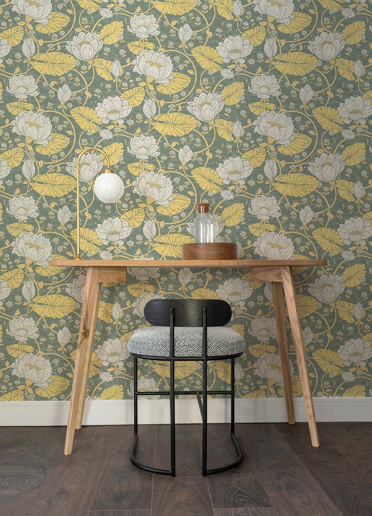 A-Street Prints Eva Yellow Lotus Dreams Wallpaper, 20.9-in by 33-ft