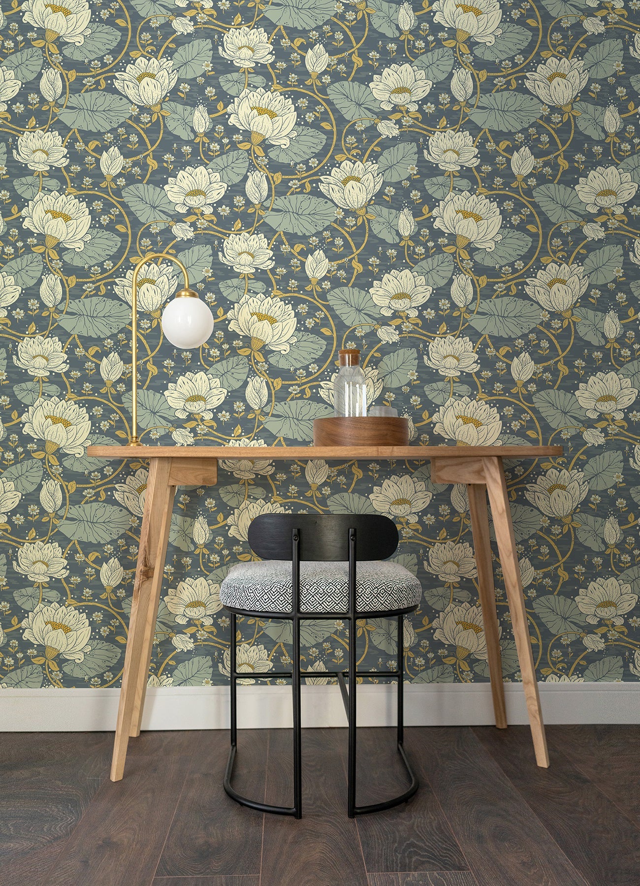 A-Street Prints Eva Blue Lotus Dreams Wallpaper, 20.9-in by 33-ft