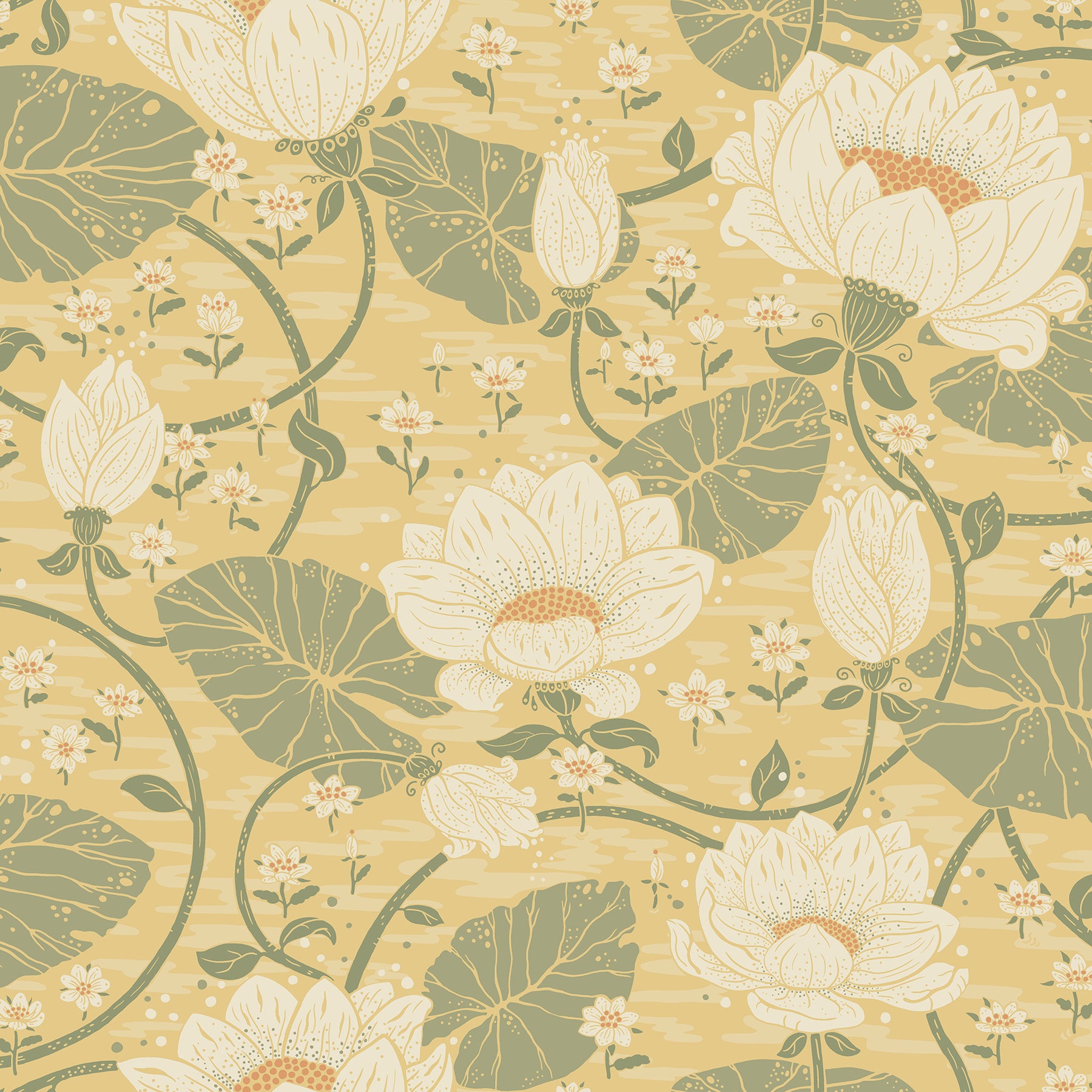 A-Street Prints Eva Light Yellow Lotus Dreams Wallpaper, 20.9-in by 33-ft